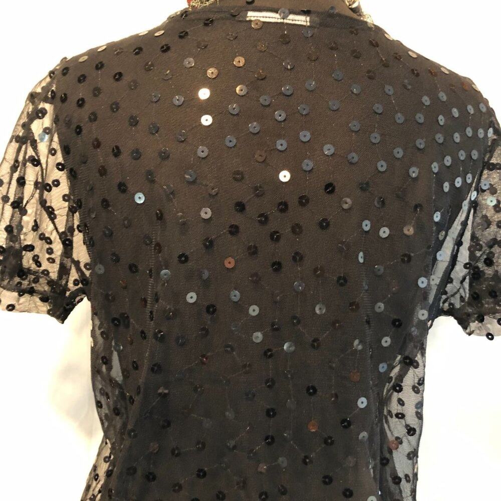 Cache Black Sheer Peek A Boo Mesh Sequin Encruste… - image 6